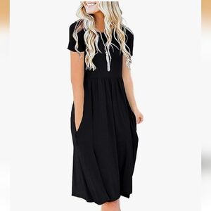 DB Moon Short Sleeve Empire Waist Black Dress With Pockets - XL